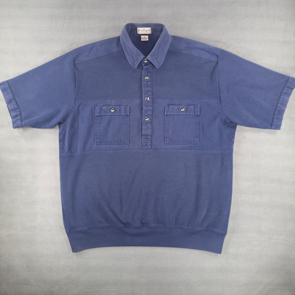 Vintange Norm Thompson Mens XL Double Pocket Normcore Short Sleeve Knit‎ Polo